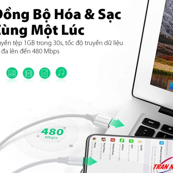 Cáp Sạc USB Lightning Dài 1 5M Chuẩn MFi Ugreen 60162