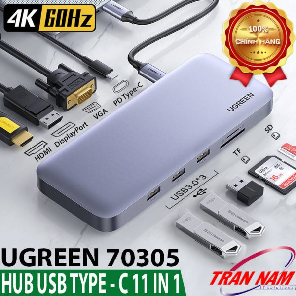 hub-usb-type-11-in-1-ugreen-70305-hdmi-displayport-4k60hz-vga