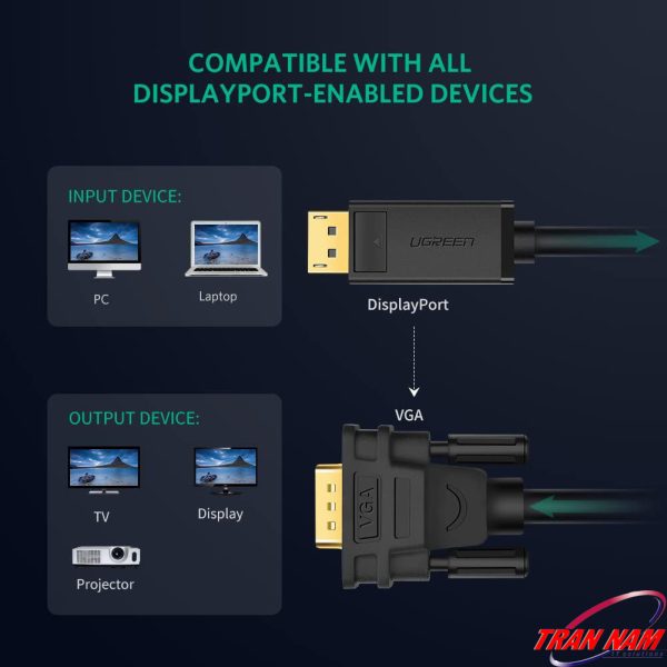 cap-chuyen-displayport-sang-vga-dai-1m-ugreen-10246