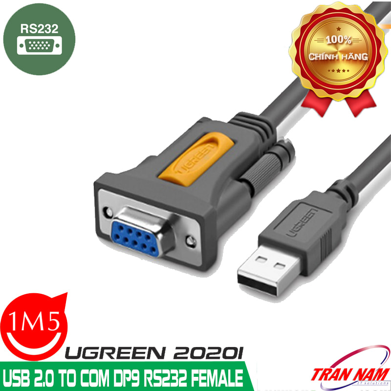Cáp USB to Com RS232 Cổng Âm Dài 1.5M Ugreen 20201 4 cap-usb-to-com-rs232-cong-am-dai-1-5m-ugreen-20201