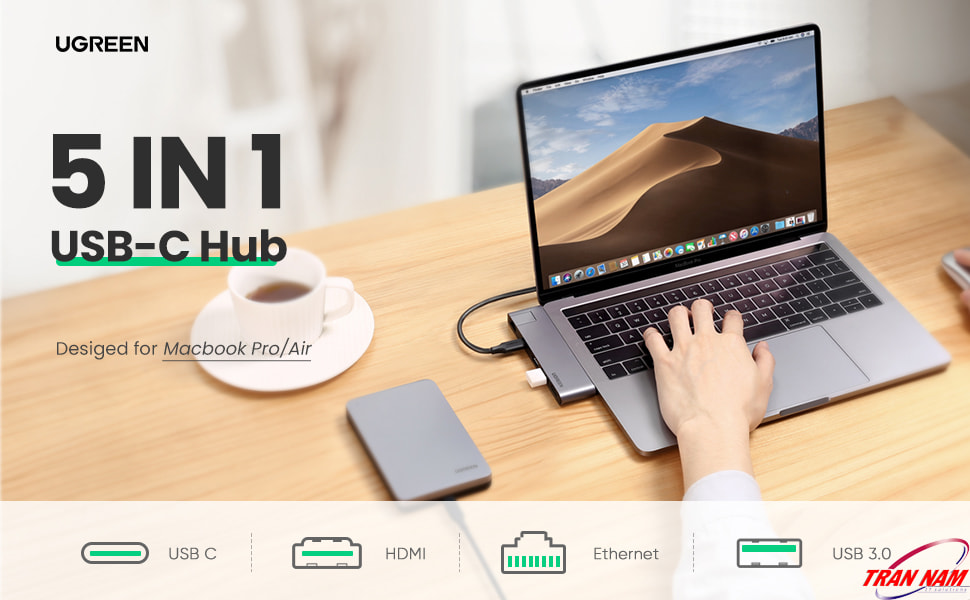 Dock Mở Rộng USB Type C to HDMI+LAN+USB Ugreen 50984 Dành Cho Marbook Pro/Air 11 dock-usb-type-c-to-hdmi-lan-usb-ugreen-50984