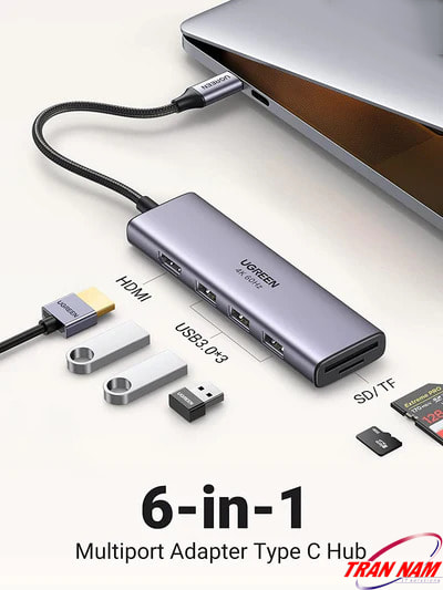 Thiết bị mở rộng USB type-C to HDMI/Hub USB 3.0/SD/TF/Lan Gigabit