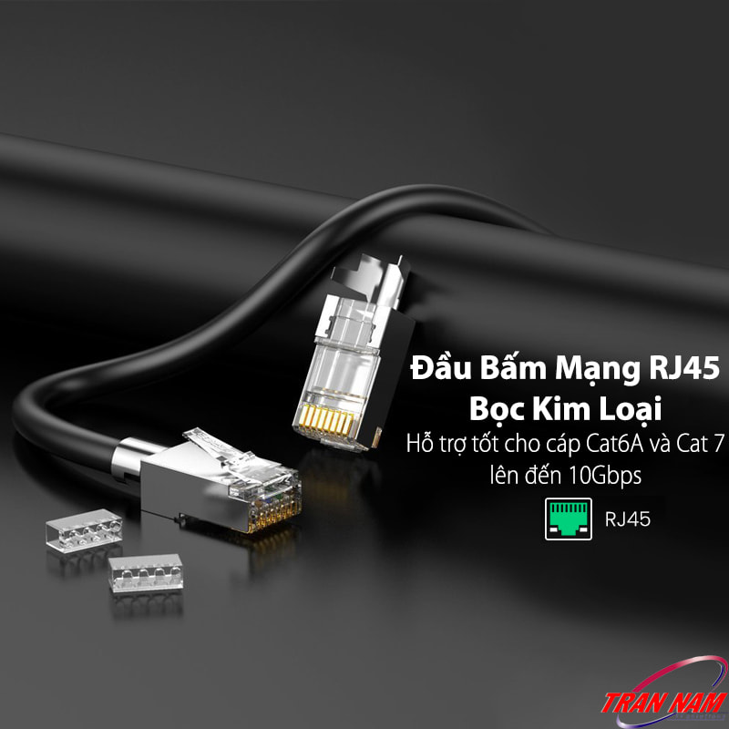 Hạt mạng Cat7 FTP Ugreen 70316 Bọc Nhôm Cao Cấp ( Túi 10C ) có đầu chụp nhựa 8 hat-mang-cat7-ftp-ugreen-70316-boc-nhom-cao-cap-tui-10c-co-dau-chup-nhua
