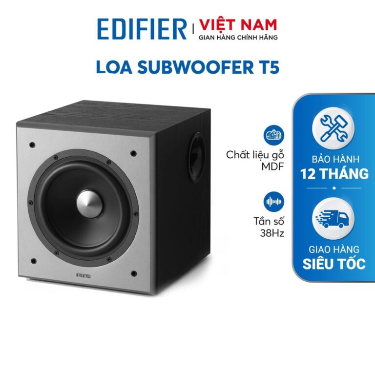 Loa Sub Edifier T5 Âm bass siêu trầm, Vỏ gỗ chống dội âm,Tự động tắt