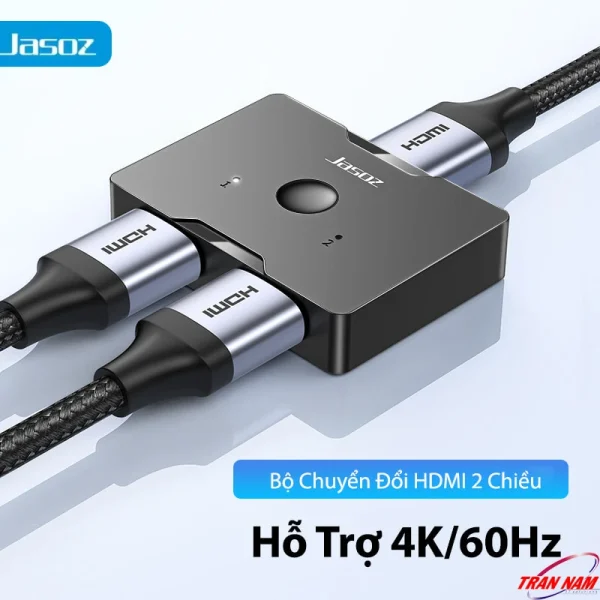 Bộ Chia HDMI 1 Ra 2 Và 2 Vào 1 Hỗ Trợ 2 Chiều 4K@60Hz Jasoz T-G147 1 Bộ chia HDMI Jasoz T-G147 G128 màu đen – Bộ chuyển đổi HDMI 2 chiều, hỗ trợ độ phân giải 4K@60Hz