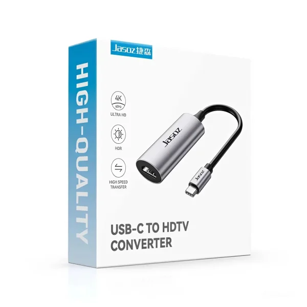 Hộp sản phẩm Bộ Chuyển Đổi USB-C Sang HDMI 4K@60Hz Jasoz T-H103 vỏ nhôm cao cấp