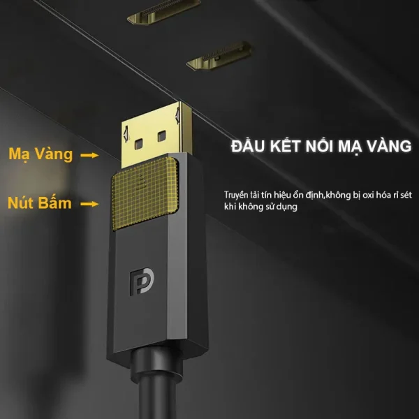 Cáp Displayport sang HDMI Jasoz A121 đầu kết nối mạ vàng, nút bấm cố định chắc chắn, truyền tải tín hiệu ổn định không bị oxy hóa. Hỗ trợ các SKU Jasoz T-A381, T-A230, T-A231, T-A232, T-A233.