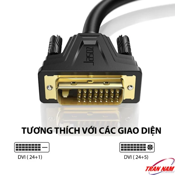 Cáp HDMI sang DVI Jasoz A106 hỗ trợ 2 chiều, tương thích chuẩn DVI 24+1 và DVI 24+5