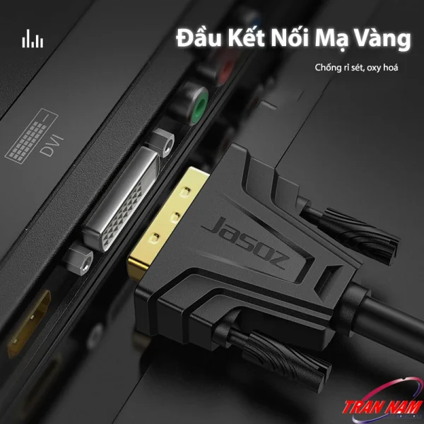 Cáp HDMI sang DVI Jasoz A106 đầu kết nối mạ vàng chống rỉ sét, oxy hoá, đảm bảo tín hiệu ổn định