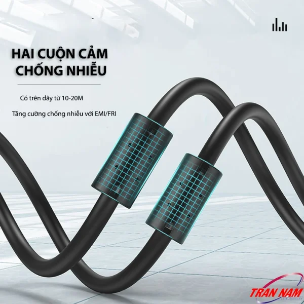 Cáp HDMI sang DVI Jasoz A106 trang bị hai cuộn cảm chống nhiễu EMI FRI, ổn định tín hiệu khi dùng dây dài 10m-20m