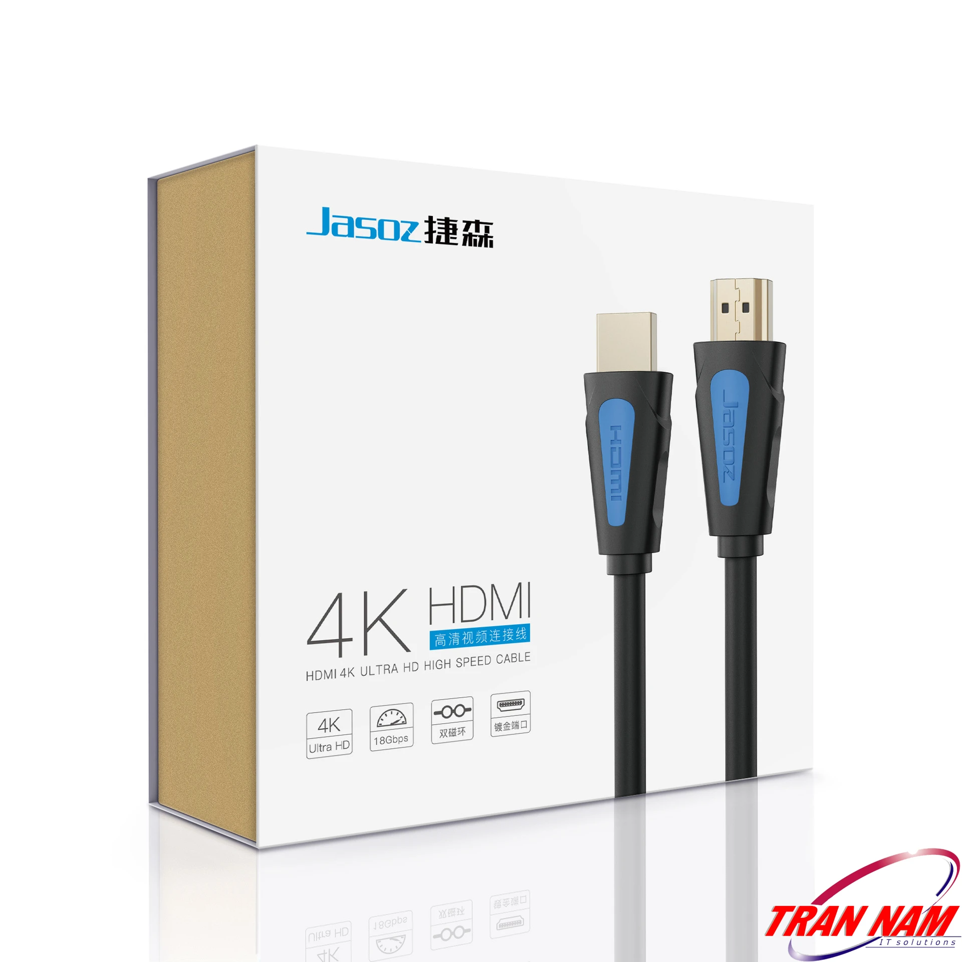 Cáp HDMI Jasoz A118 – Hộp Đóng Gói Chính Hãng, Hỗ Trợ 4K Ultra HD, Dài 0.5m–20m (T-A251 → T-A225) Hộp đóng gói cáp HDMI Jasoz A118 chính hãng – hỗ trợ 4K Ultra HD, băng thông 18Gbps, đầu mạ vàng – chiều dài 0.5m T-A251, 1m T-A216, 1.5m T-A217, 2m T-A218, 3m T-A219, 5m T-A220, 8m T-A221, 10m T-A222, 12m T-A223, 15m T-A224, 20m T-A225