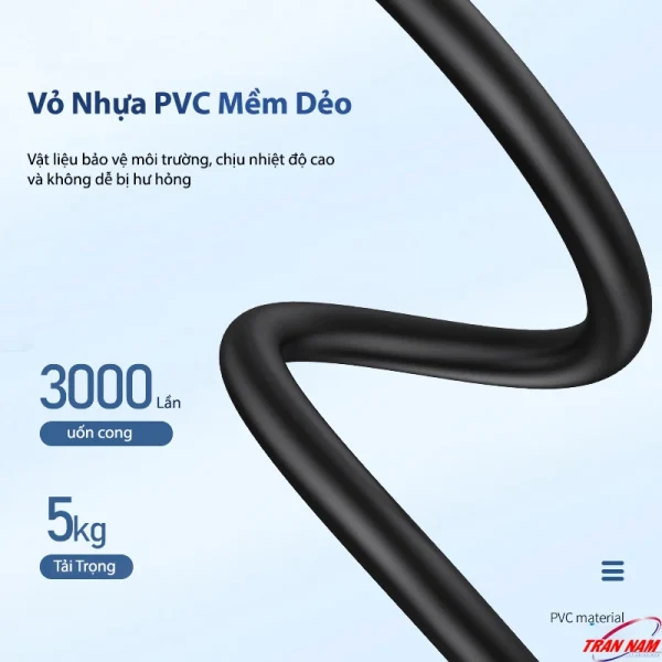 Cáp nối dài USB 3.0 Jasoz D114 với vỏ nhựa PVC mềm dẻo, chịu nhiệt độ cao, bền bỉ, uốn cong 3000 lần, tải trọng 5kg, bảo vệ môi trường.