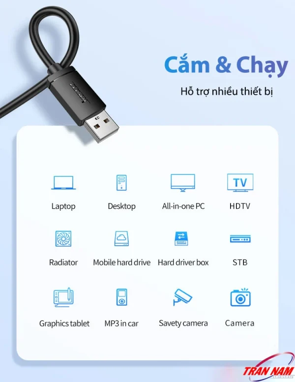 Cáp USB 2.0 Male to Male Jasoz D107 hỗ trợ Plug and Play, kết nối nhiều thiết bị Laptop, PC, TV, ổ cứng, camera