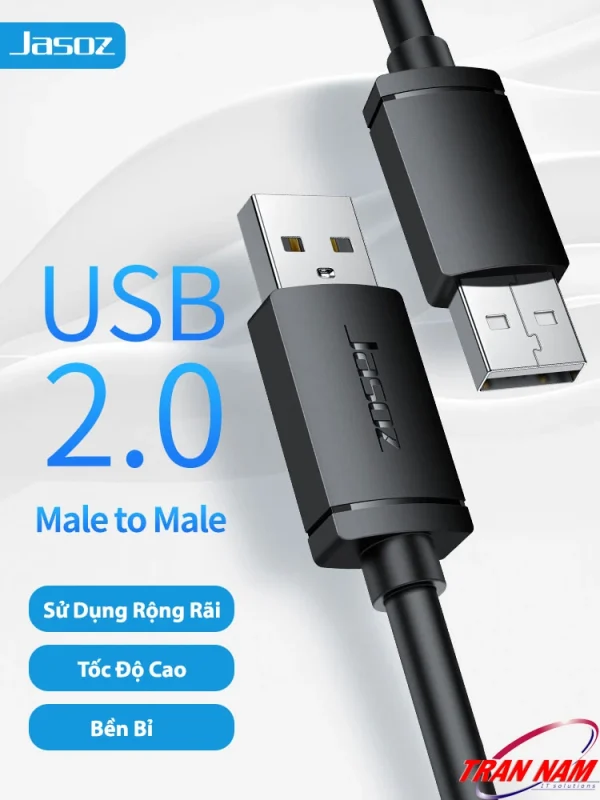Cáp USB 2.0 Male to Male Jasoz D107 hai đầu đực, sử dụng rộng rãi, truyền dữ liệu nhanh và bền bỉ