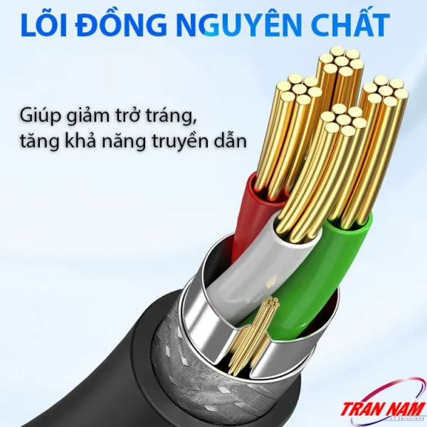 Cáp USB 2.0 Male to Male Jasoz D107 lõi đồng nguyên chất, truyền dẫn ổn định, SKU T-D127 1.5M, T-D144 3M
