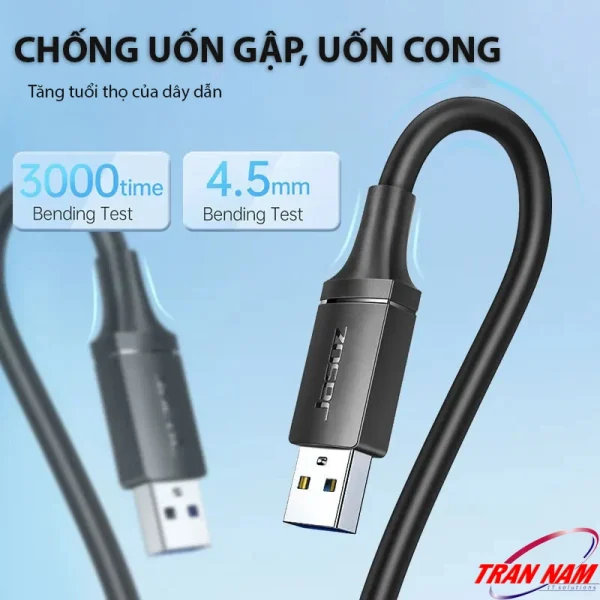Cáp USB 2.0 Male to Male Jasoz D107 chống uốn gập, bền bỉ, SKU T-D127 1.5M, T-D144 3M