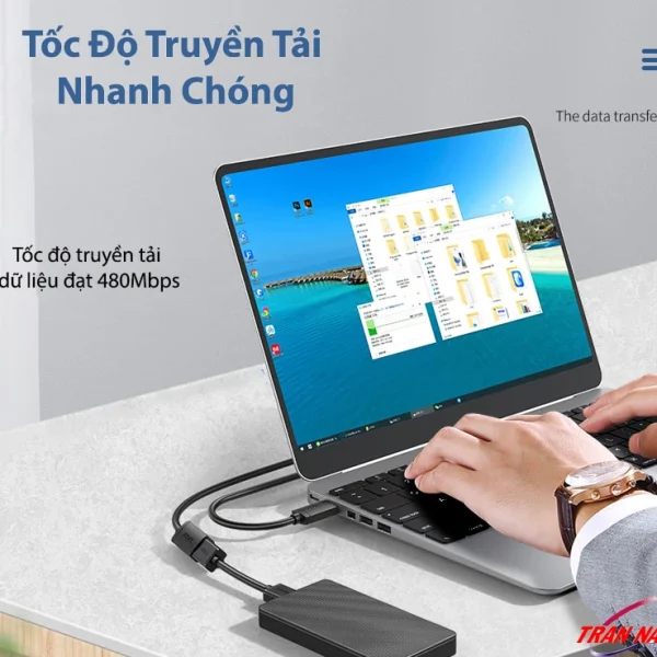 Cáp USB 2.0 Jasoz D105 truyền tải dữ liệu nhanh chóng với tốc độ 480Mbps, kết nối ổ cứng di động và laptop ổn định, tiện lợi khi sao chép file lớn.