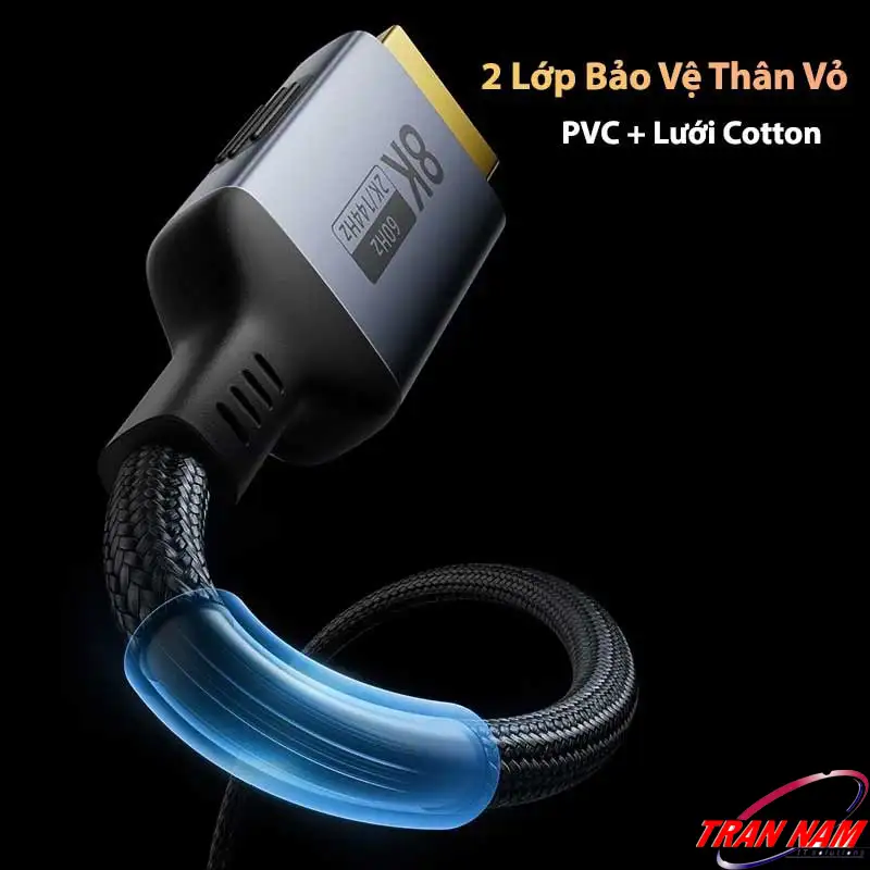 Vỏ cáp USB-C to HDMI Jasoz với 2 lớp bảo vệ chống đứt gãy Vỏ cáp USB-C sang HDMI Jasoz 2 lớp bảo vệ PVC và lưới cotton siêu bền