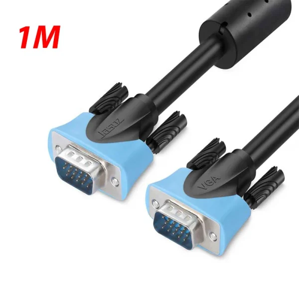 Cáp VGA 1M Jasoz T-C101 chính hãng, lõi đồng chống oxy hóa, đầu cáp mạ Nickel bền bỉ, hỗ trợ độ phân giải Full HD 1080p.