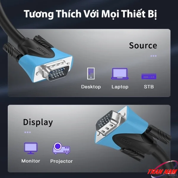 Cáp VGA Jasoz C101 T-C102 T-C103 T-C104 T-C105 T-C106 T-C107 T-C108 T-C109 T-C110 T-C111 thuần đồng chống nhiễu, hỗ trợ Full HD 1080p, tương thích Desktop, Laptop, STB, màn hình, projector, kết nối ổn định, lõi đồng OFC, vỏ PVC chống nhiễu bền bỉ.