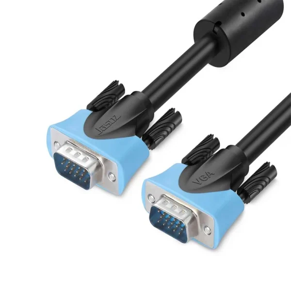 Cáp VGA Jasoz C101 T-C102 T-C103 T-C104 T-C105 T-C106 T-C107 T-C108 T-C109 T-C110 T-C111 thuần đồng chống nhiễu, hỗ trợ Full HD 1920x1080p, lõi đồng OFC + CCS chống oxy hóa, đầu cáp mạ Nickel, dây bọc lưới dệt + lá nhôm chống nhiễu, đường kính 8.0mm, có vòng từ, bền bỉ, tín hiệu ổn định.