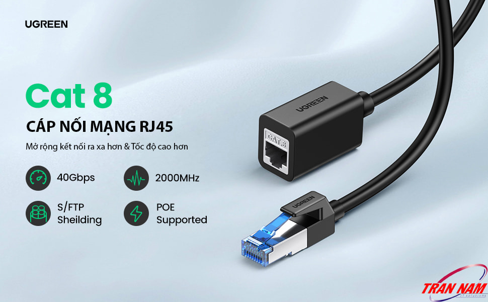 Dây Nối Dài Dây Mạng LAN CAT8 S/FTP Dài 2M Ugreen 50200 7 Cap-noi-dai-mang-Lan-CAT-8-Toc-Do-40Gbps-Bang-Thong-2000Mhz-Loi-Dong-Nguyen-Chat-Ugreen-NW192