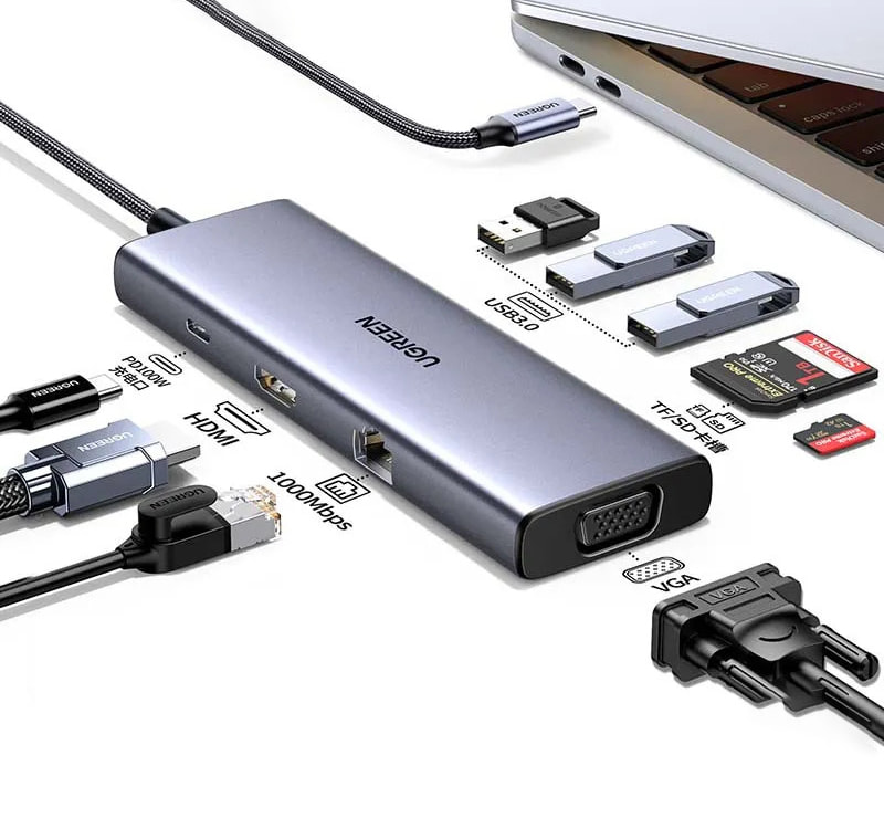 HUB USB Type C to HDMI, HUB USB 3.0, Audio 3.5mm, PD 100W Ugreen 80132 -  Máy tính Trần Gia