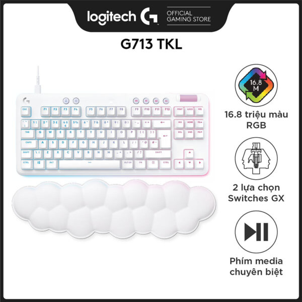 Bàn Phím Cơ Có Dây Logitech G713 RGB TKL- Off White Tactile -Linear