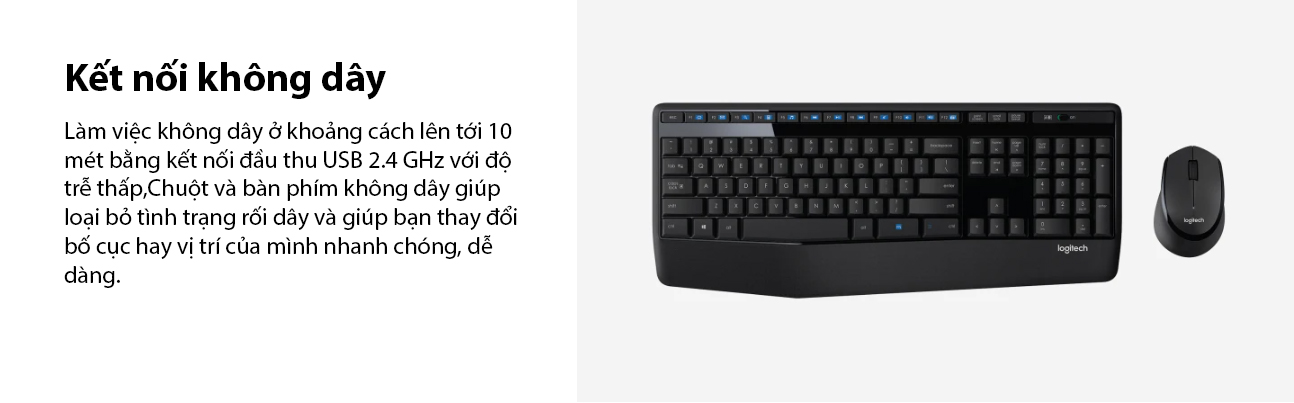 Bộ bàn phím chuột không dây Logitech MK345 Wireless (USB/đen) 3