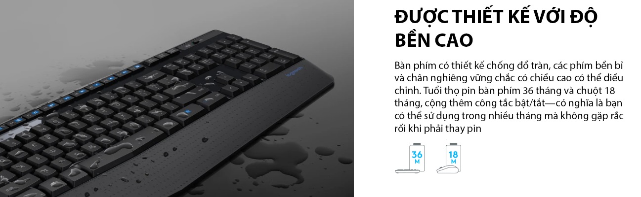 Bộ bàn phím chuột không dây Logitech MK345 Wireless (USB/đen) 4