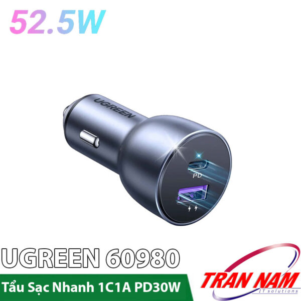 Tẩu Sạc Nhanh Ô Tô 1C1A 52.5W Ugreen 60980