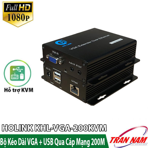 Bộ kéo dài vga qua dây mạng LAN 200M Kèm USB HOLINK HL-VGA-200KVM