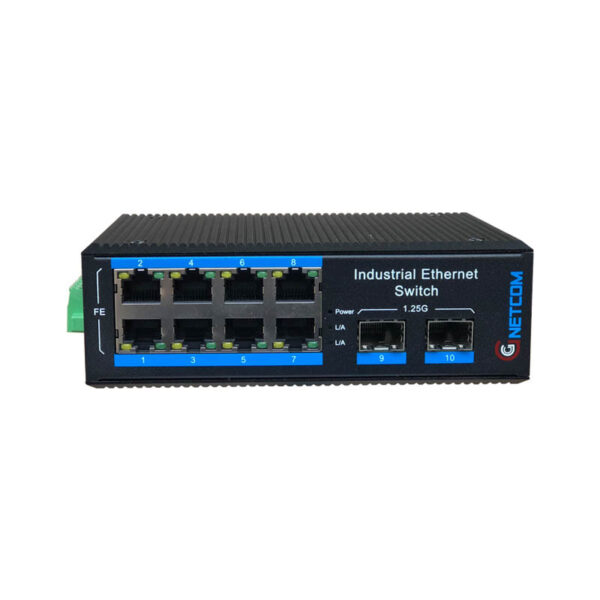 Bộ Chuyển Quang Điện Công Nghiệp Sang 8 Cổng LAN PoE GnetCom G-IES7108FE-2SFP