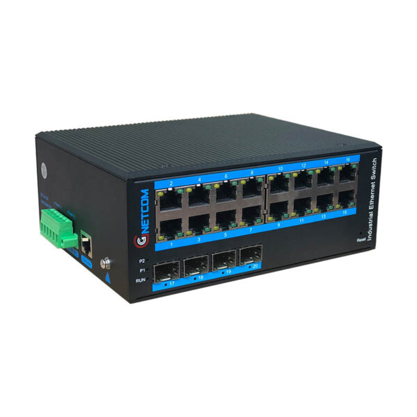 Switch Quang Công Nghiệp Quản Lý L2 16 Cổng PoE 1Gbps + 4 Cổng SFP GNETCOM-G-IES416GS-M-SFP