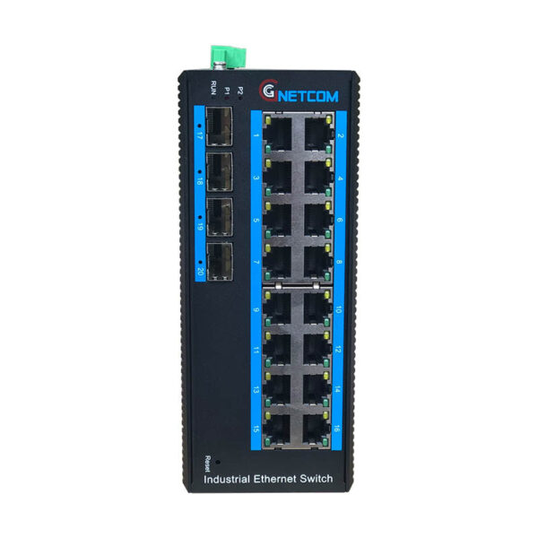 Switch Quang Công Nghiệp Quản Lý L2 16 Cổng PoE 1Gbps + 4 Cổng SFP GNETCOM-G-IES416GS-M-SFP