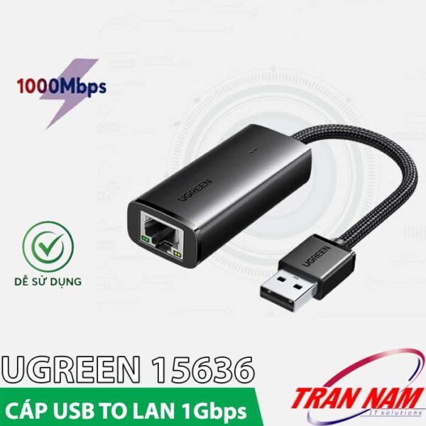 Cáp Chuyển USB LAN 1Gbps Ugreen 15636