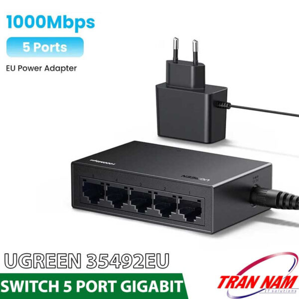 Switch Chia Mạng 5 Cổng Tốc Độ 10/100/1000Mbps Ugreen 35492EU