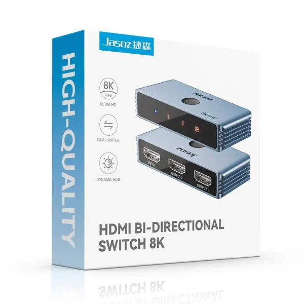 Bộ chuyển đổi HDMI 2 chiều Jasoz T-G175, HDMI Bi-Directional Switch, hỗ trợ 8K 60Hz, Dynamic HDR, dùng cho TV, màn hình, PS5, Laptop