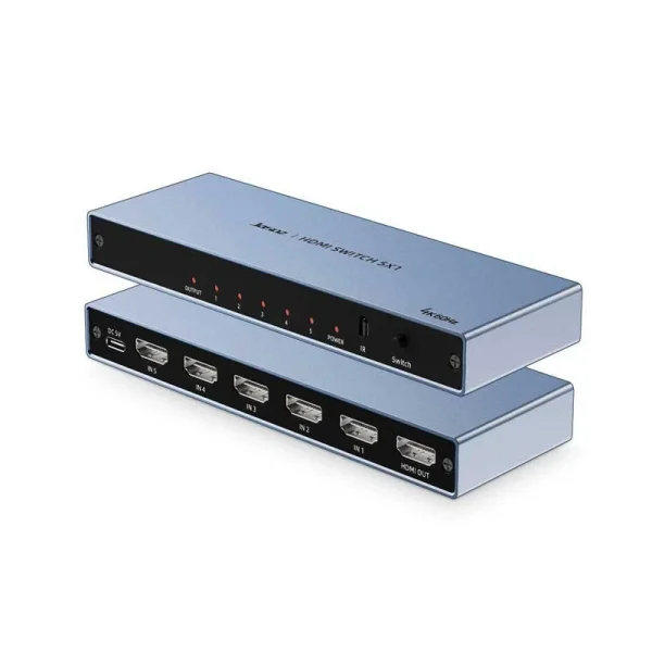 Bộ gộp HDMI 5 vào 1 Jasoz T-G180 – HDMI Switch 5x1 hỗ trợ 4K@60Hz, HDR, 3D, HDCP.