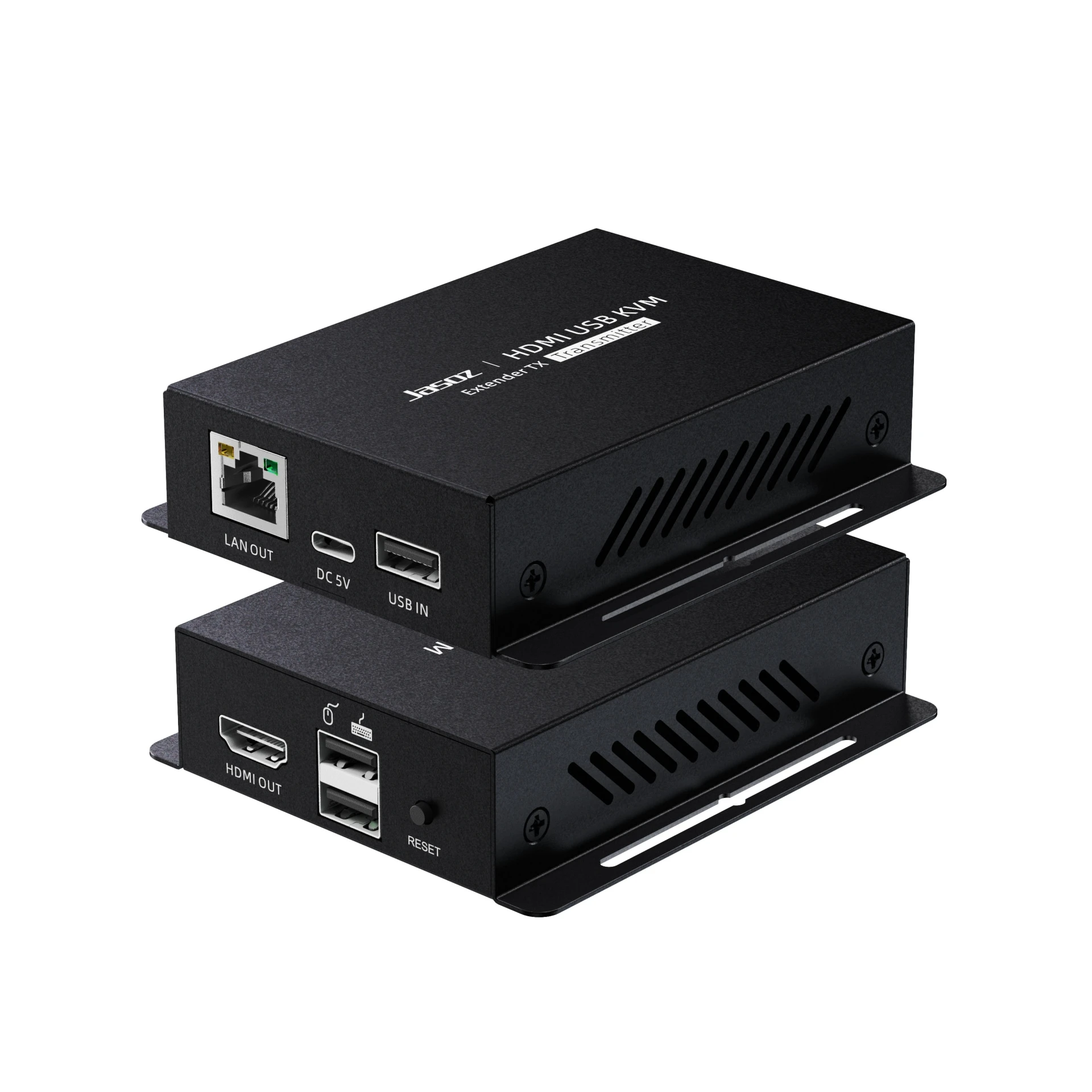 Bộ Kéo Dài HDMI Qua Dây Mạng 150M Có Cổng USB KVM Jasoz T-G183 (1) Bộ Kéo Dài HDMI Qua LAN 150M Jasoz T-G183, HDMI Extender hỗ trợ USB KVM, truyền tín hiệu HDMI qua cáp mạng Cat5e/Cat6, độ phân giải Full HD 1080p@60Hz, vỏ hợp kim nhôm tản nhiệt, cắm là chạy