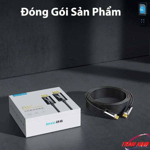 Đóng gói sản phẩm Cáp HDMI 2.1 sợi quang Jasoz A133 – hộp chính hãng + dây HDMI Optical 48Gbps hỗ trợ 8K60Hz, 4K120Hz, HDR10+, Dolby Vision, eARC – dài 5m đến 100m – SKU Jasoz T-A306 T-A307 T-A308 T-A309 T-A310 T-A311 T-A313 T-A314 T-A315 T-A316 T-A317 T-A318 T-A319