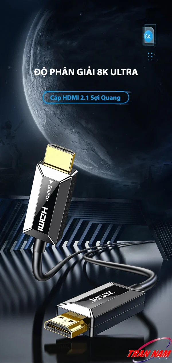 Cáp HDMI 2.1 sợi quang Jasoz A133 – hỗ trợ độ phân giải 8K Ultra 60Hz, 4K120Hz, HDR10+, Dolby Vision, eARC – HDMI Optical 48Gbps dài 5m đến 100m – dây HDMI quang cao cấp Jasoz T-A306 T-A307 T-A308 T-A309 T-A310 T-A311 T-A313 T-A314 T-A315 T-A316 T-A317 T-A318 T-A319