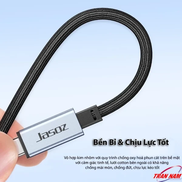 Cáp USB-C to USB-C Jasoz D119 USB4 240W 40Gbps vỏ bện cotton, đầu hợp kim nhôm bền bỉ – T-D200, T-D201, T-D202, T-D215, T-D203