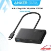 Bộ chia USB-C Anker A8340 mở rộng 1 cổng thành 4 cổng USB-C tốc độ 10Gbps, hỗ trợ xuất hình 4K@60Hz và sạc nhanh PD100W, thiết kế hợp kim nhôm cao cấp, dây bọc dù bền bỉ.