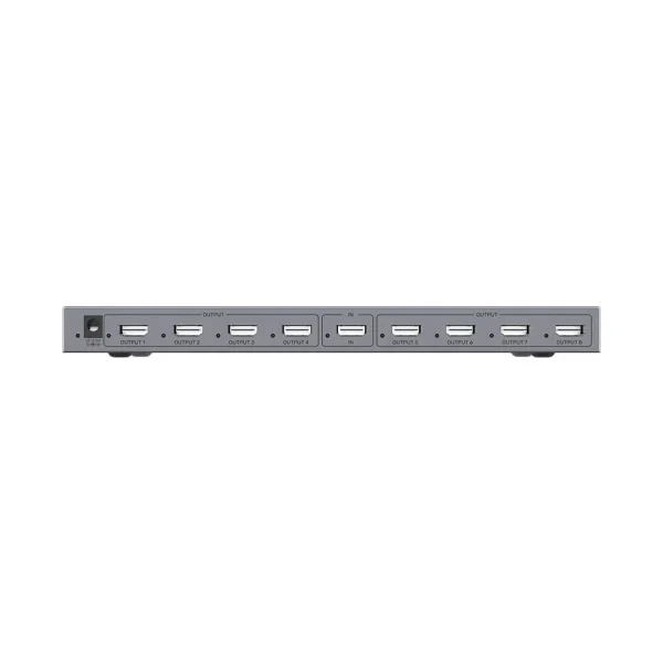 Mặt Sau Bộ Chia HDMI 1 Ra 8 Unitek V132A – 8 Cổng Output HDMI, 1 Cổng Input, Hỗ Trợ 4K@30Hz, Truyền Hình Ổn Định