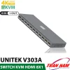 Bộ Chuyển KVM HDMI 8 In 1 Out Unitek V303A – Hỗ Trợ 4K@30Hz, Chia Sẻ 1 Màn Hình Cho 8 Máy Tính, Vỏ Kim Loại Space Grey