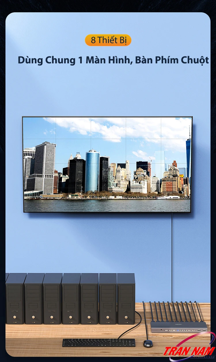 Unitek V303A | Bộ KVM HDMI 8 In 1 Out Hỗ Trợ 4K@30Hz – Chia Sẻ Màn Hình Và Thiết Bị Ngoại Vi Cho 8 Máy Tính Bộ Chuyển HDMI KVM Unitek V303A – 8 Máy Tính Dùng Chung 1 Màn Hình, Chuột Và Bàn Phím, Hỗ Trợ 4K@30Hz