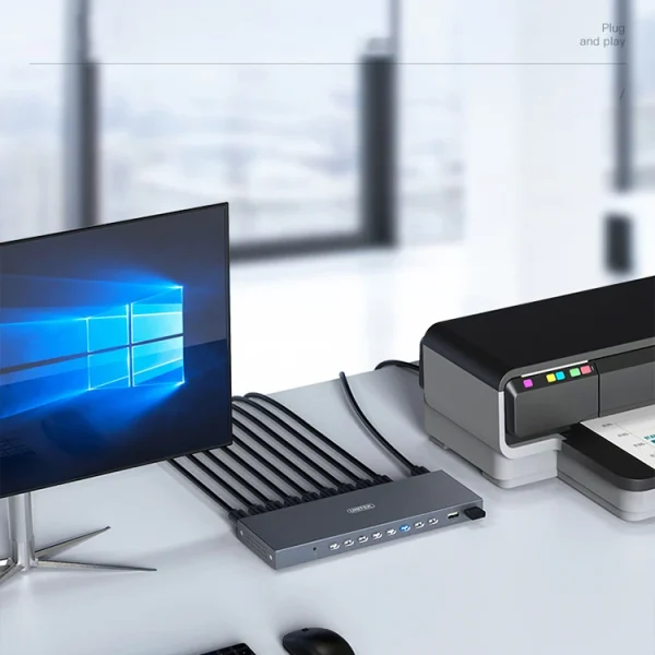 Bộ Chuyển KVM HDMI 8 PC Dùng Chung 1 Màn Hình, Phím Chuột Unitek V303A 11 Bộ Chuyển HDMI KVM 8 In 1 Out Unitek V303A – Tính Năng Cắm Và Chạy Plug and Play, Hỗ Trợ 8 Máy Tính Dùng Chung 1 Màn Hình