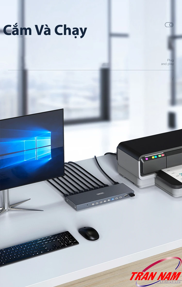 Unitek V303A | Bộ KVM HDMI 8 In 1 Out Hỗ Trợ 4K@30Hz – Cắm Và Chạy Plug and Play, Không Cần Cài Đặt Bộ Chuyển HDMI KVM 8 In 1 Out Unitek V303A – Tính Năng Cắm Và Chạy Plug and Play, Hỗ Trợ 8 Máy Tính Dùng Chung 1 Màn Hình
