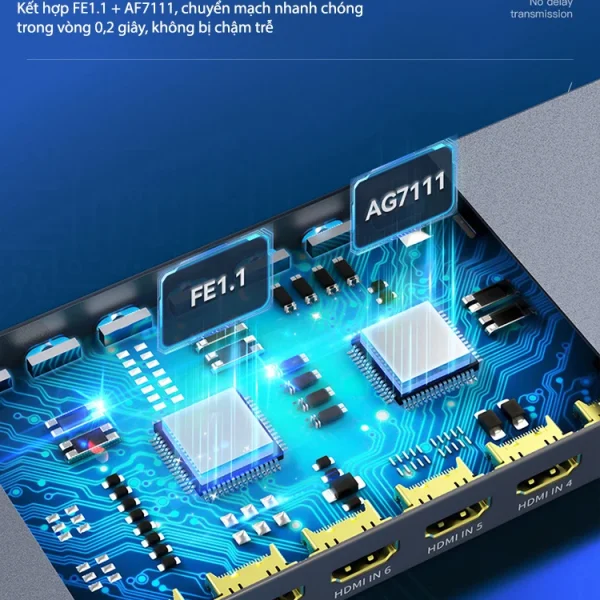 Bộ Chuyển KVM HDMI 8 PC Dùng Chung 1 Màn Hình, Phím Chuột Unitek V303A 10 Bộ Chuyển HDMI KVM 8 In 1 Out Unitek V303A – Chipset FE1.1 + AG7111 Cao Cấp, Truyền Tín Hiệu Ổn Định, Chuyển Mạch Nhanh 0.2s